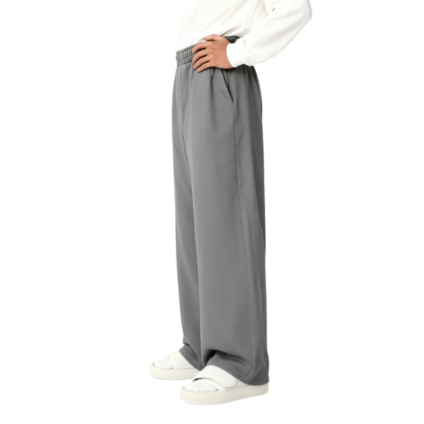 Charcoal Wide-Leg Satin Pants