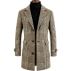 Tan Plaid Wool-like Single-breasted Overcoat