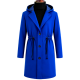 Bright Blue Hooded Drawstring Overcoat