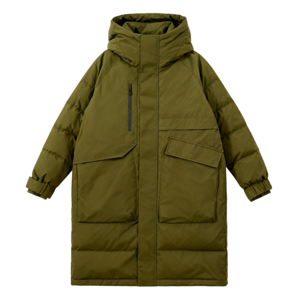 Olive Green Long Puffer Coat